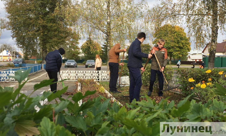 Фотофакт. Активисты БРСМ навели порядок на территории памятников в Лунине