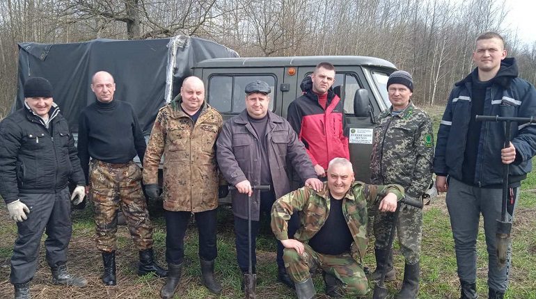 Сотрудники отдела охраны сажали лес в Лунинском лесничестве