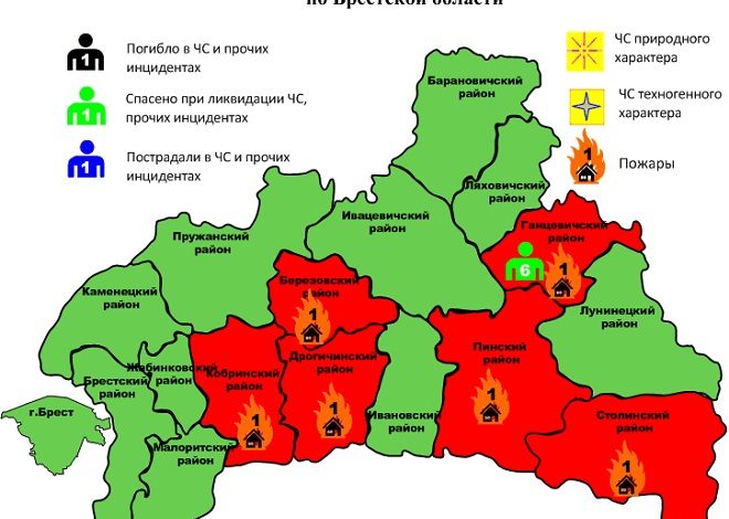 На Брестчине за прошедшие сутки произошло 6 пожаров