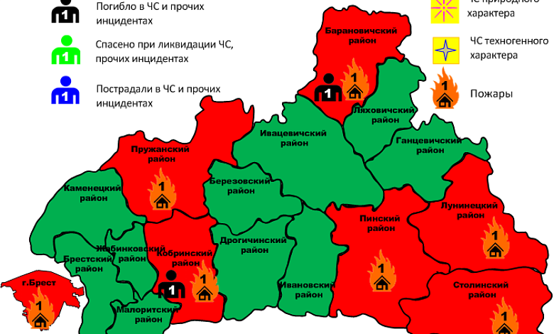 За сутки погибли два человека при пожарах в Брестской области