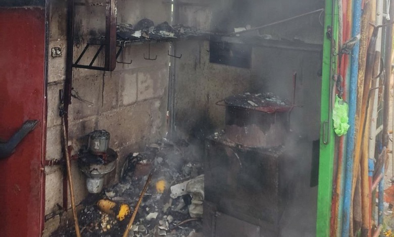 В Лунинце загорелась хозпостройка 