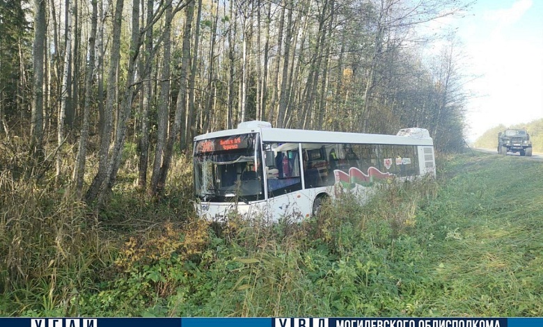 Автобус съехал в кювет в Могилевском районе