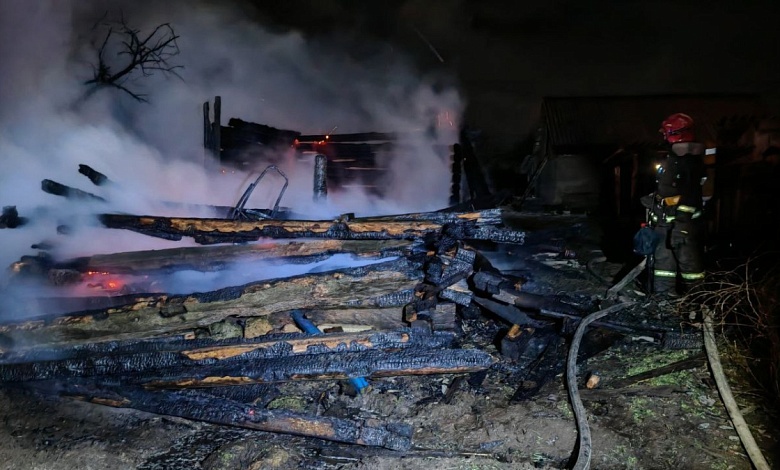 Огонь уничтожил хозяйственную постройку в Лунинецком районе