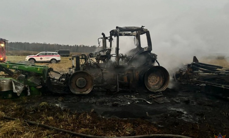 В Брестской области на поле сгорел трактор 