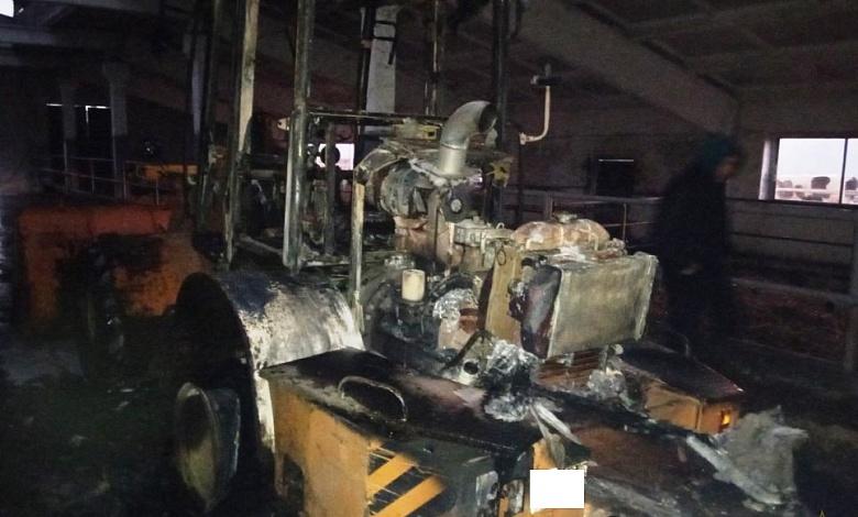 Погрузчик сгорел в Брестской области