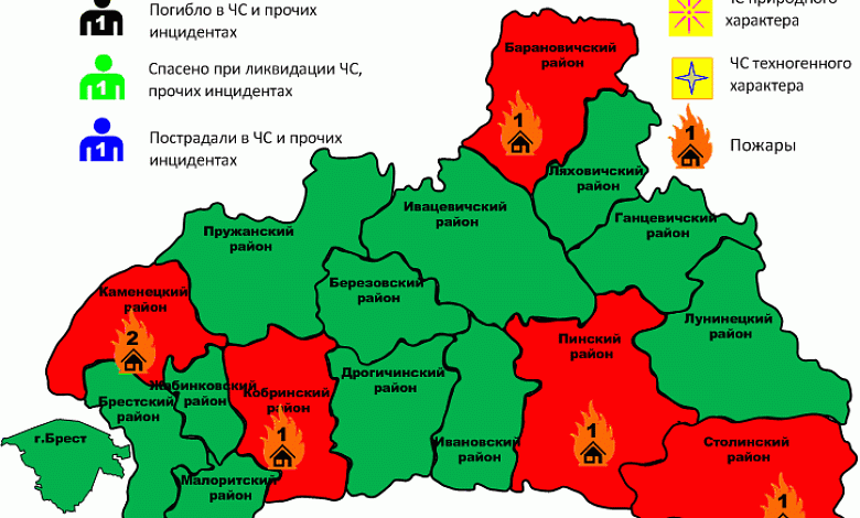 Шесть пожаров за сутки произошло в Брестской области