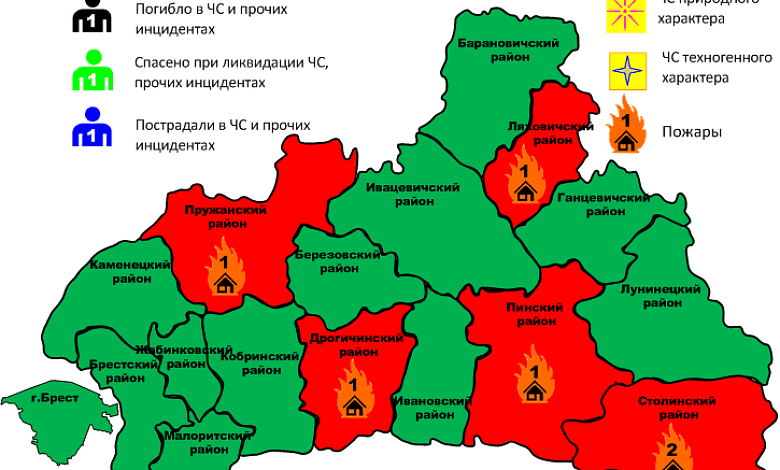 Жилые дома, хозпостройка, гараж и трактор. В Брестской области зарегистрированы 6 пожаров