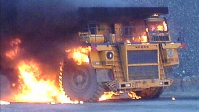 В Лунинецком районе загорелся карьерный самосвал