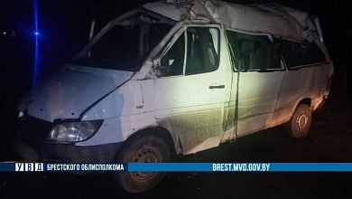 Житель Минской области перевернулся на микроавтобусе в Столинском районе