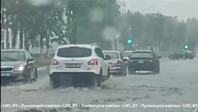Сильный ливень прошел в Микашевичах (фото)