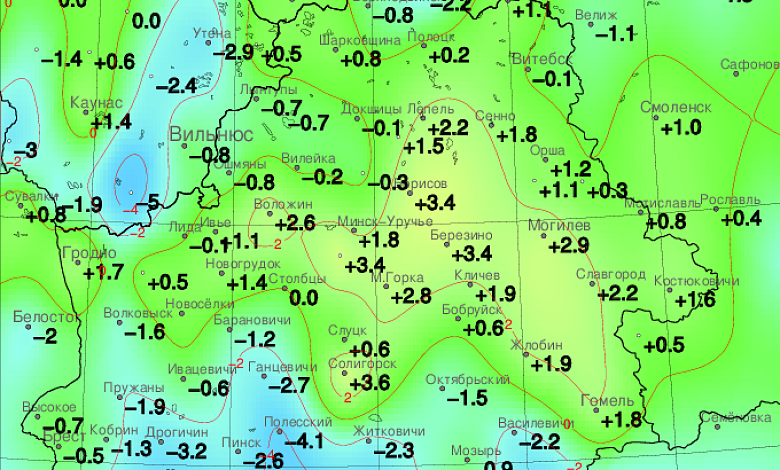 Самая низкая температура в Беларуси зафиксирована в Лунинецком районе